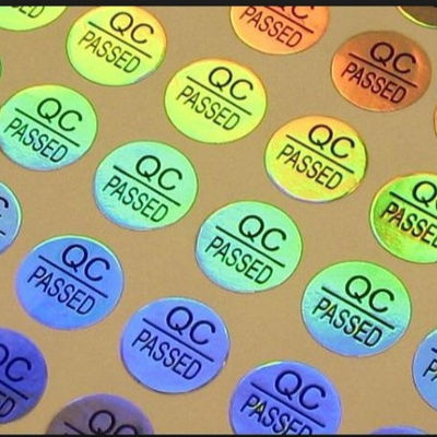 QC PASSED होलोग्राम सील स्टिकर पीईटी स्व चिपकने वाला गोल स्टिकर
